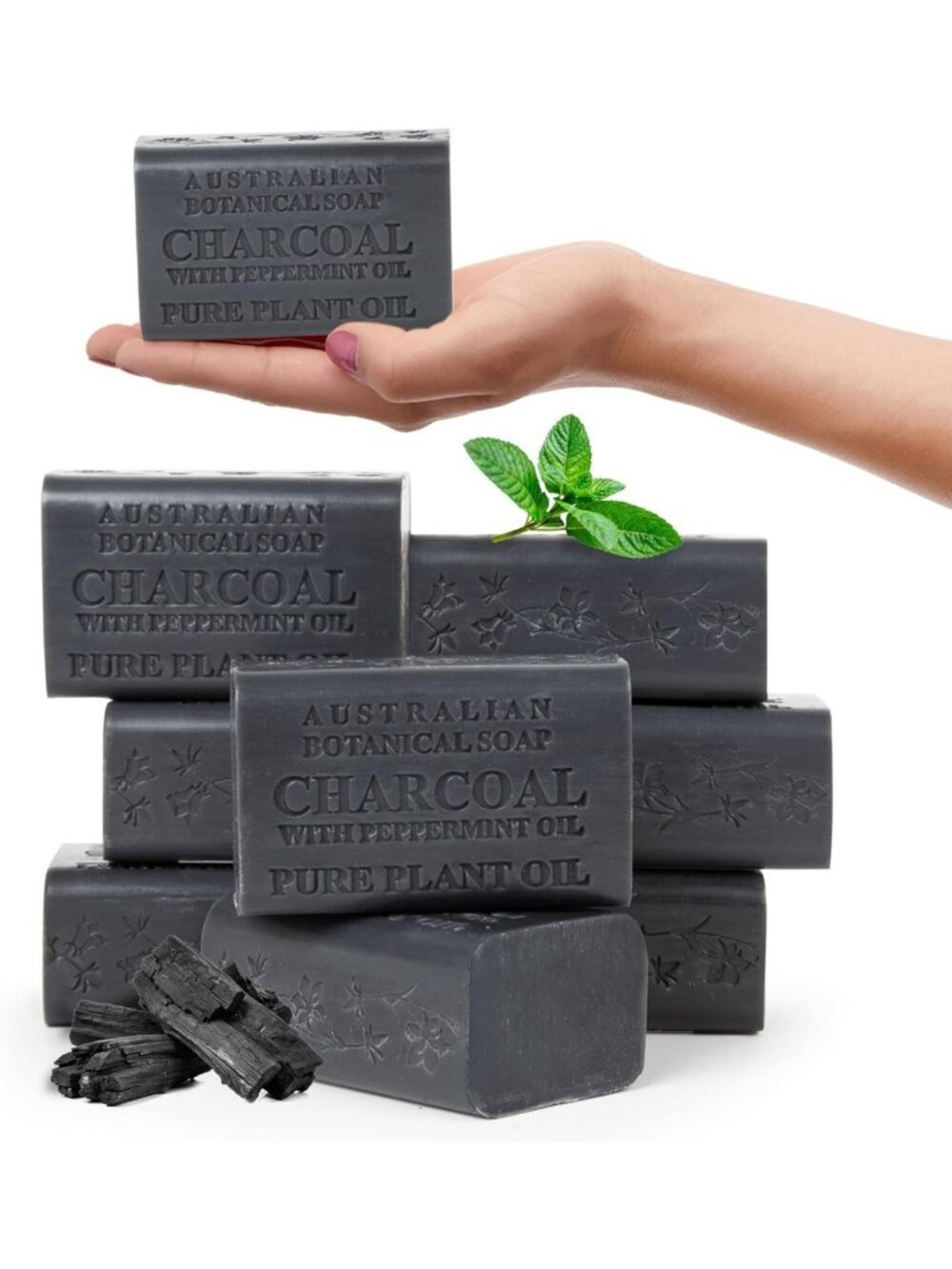Activated Charcoal Soap Bars - 8 Pack, 6.6 oz | Natural Cleanse & Detoxify